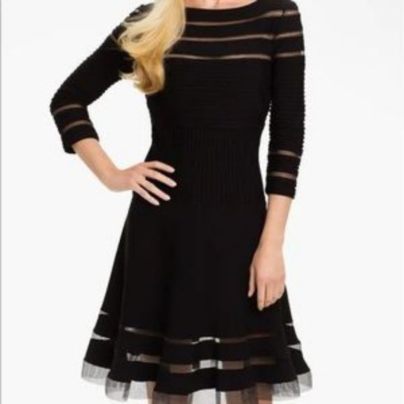 Tadashi Shoji size M black mesh party dress event work - Picture 1 of 14